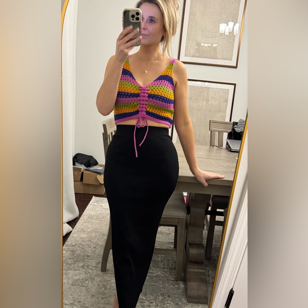 Colorful Striped Crochet Crop Top - Picture 9 of 14